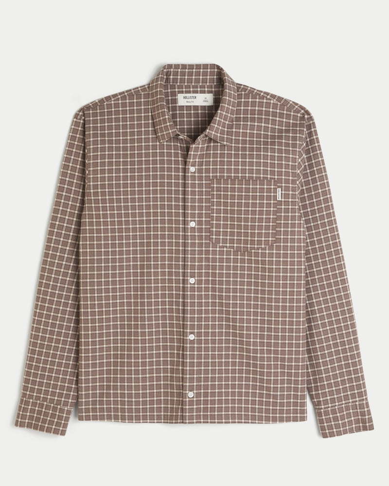 Hollister - Boxy Poplin Button Front Shirt