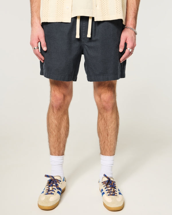 Hollister - Mid-Thigh Linen-Blend Pull-On Shorts
