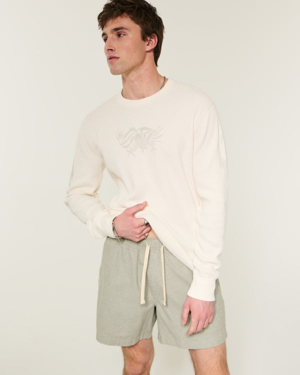 Hollister - Mid-Thigh Linen-Blend Pull-On Shorts