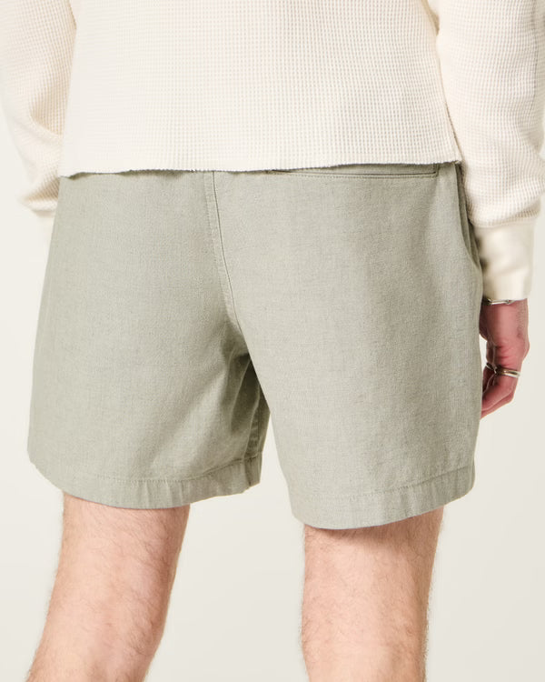 Hollister - Mid-Thigh Linen-Blend Pull-On Shorts