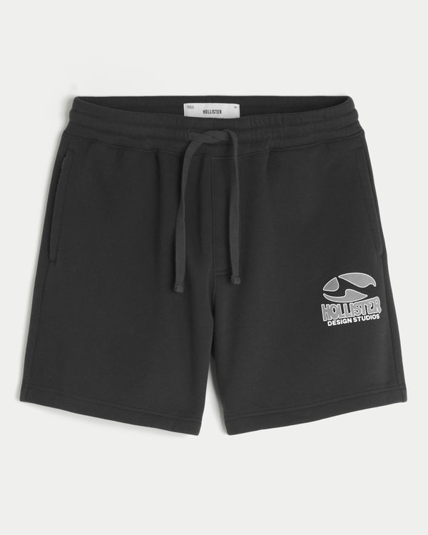Hollister - Above-the-Knee Logo Graphic Baggy Fleece Shorts