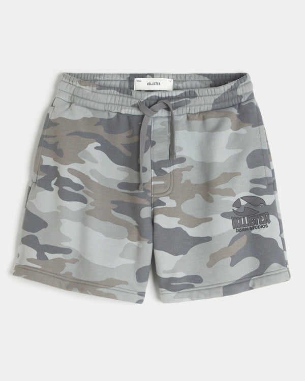 Hollister - Above-the-Knee Logo Graphic Baggy Fleece Shorts