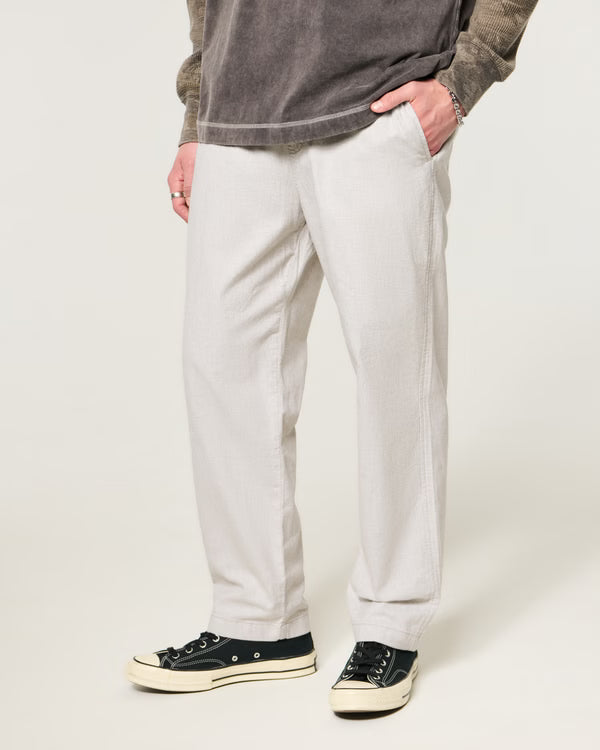 Hollister -Linen-Blend Loose Pull-On Pants