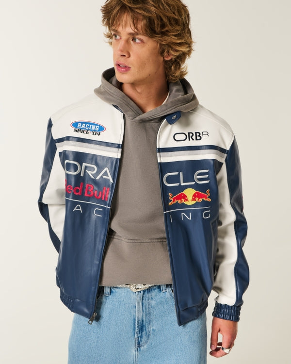 Hollister - Oracle Red Bull Racing Graphic Faux Leather Jacket