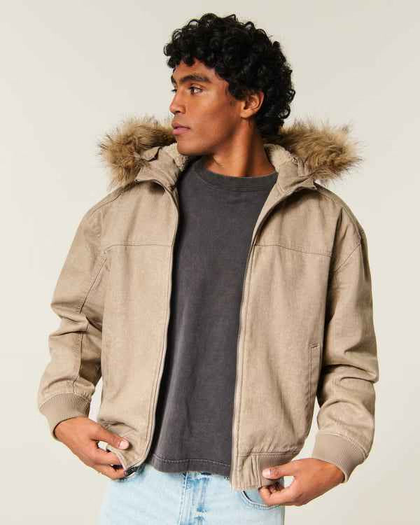 Hollister - Hooded Faux Fur-Lined Jacket