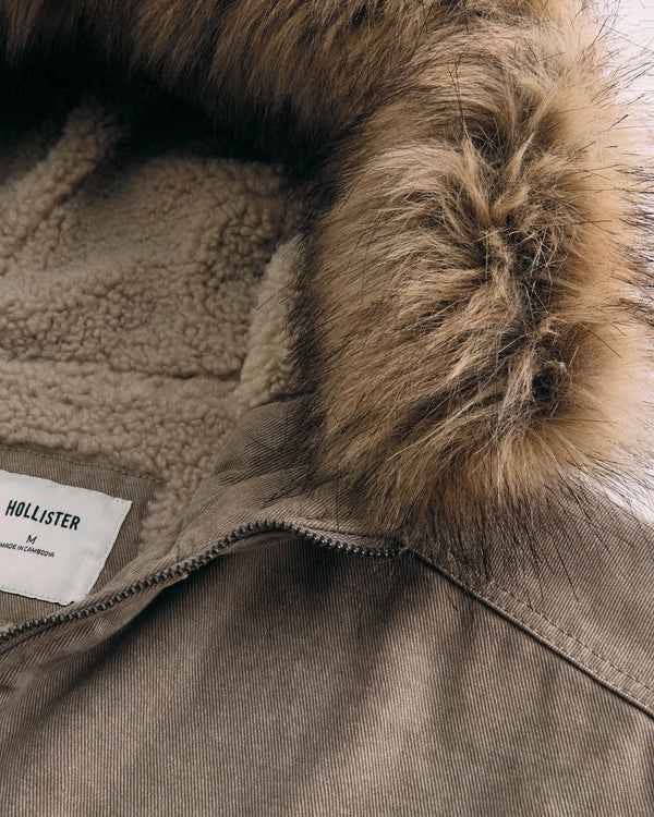 Hollister - Hooded Faux Fur-Lined Jacket