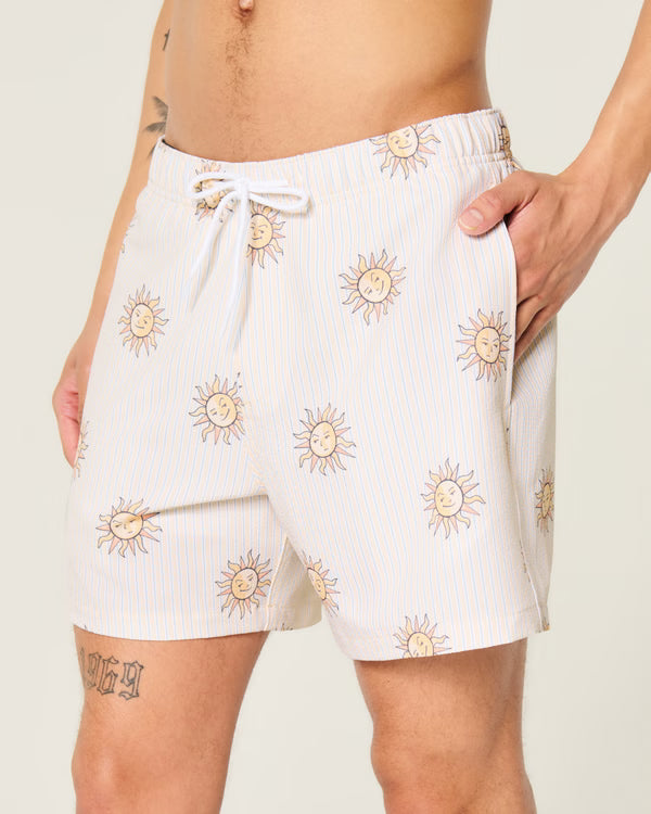 Hollister - Mid-Thigh Seersucker Swim Trunks