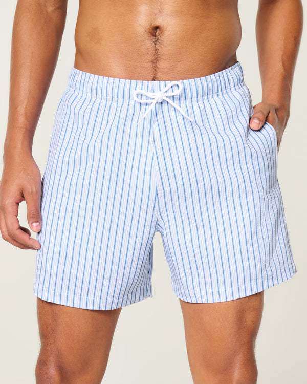 Hollister - Mid-Thigh Seersucker Swim Trunks