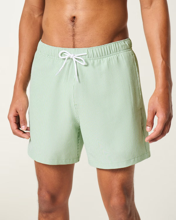 Hollister - Mid-Thigh Seersucker Swim Trunks