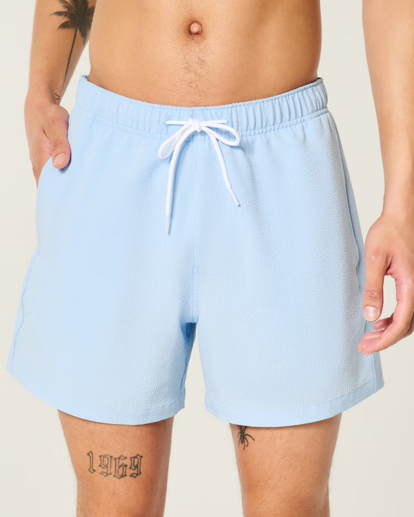 Hollister - Mid-Thigh Seersucker Swim Trunks