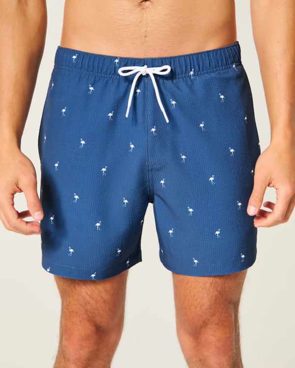 Hollister - Mid-Thigh Seersucker Swim Trunks
