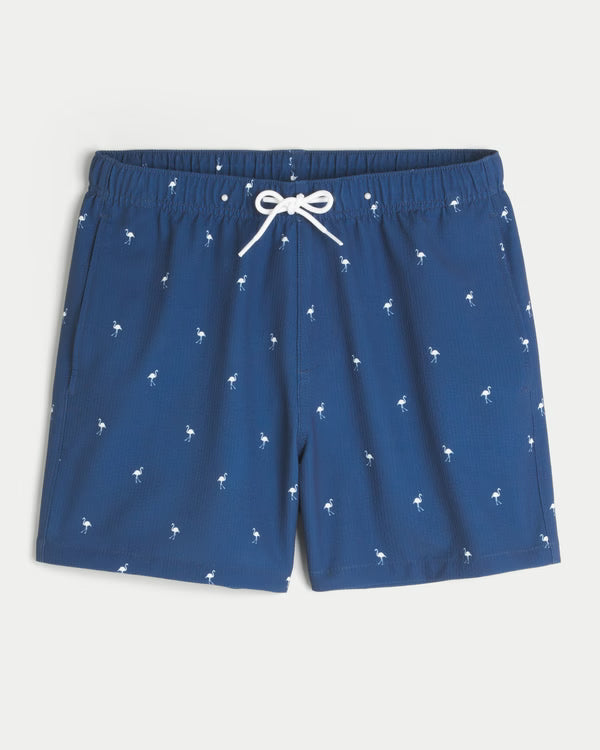 Hollister - Mid-Thigh Seersucker Swim Trunks