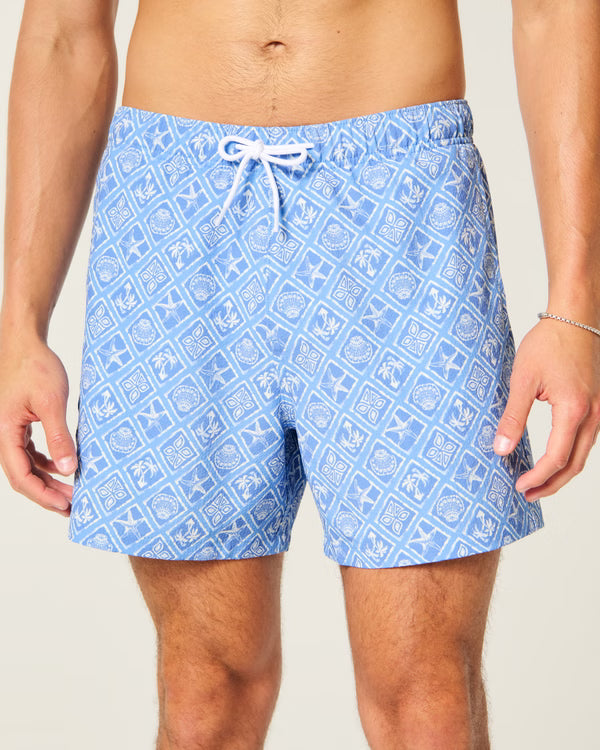 Hollister - Mid-Thigh Seersucker Swim Trunks IMMEDIATE