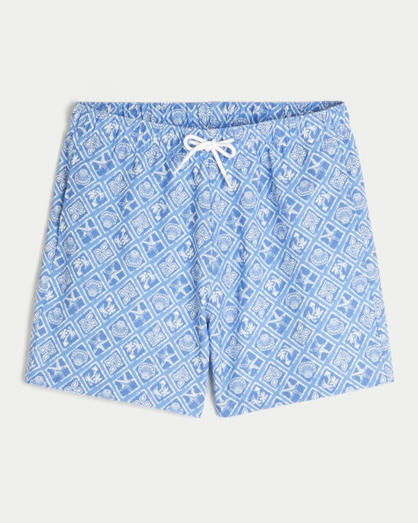 Hollister - Mid-Thigh Seersucker Swim Trunks IMMEDIATE