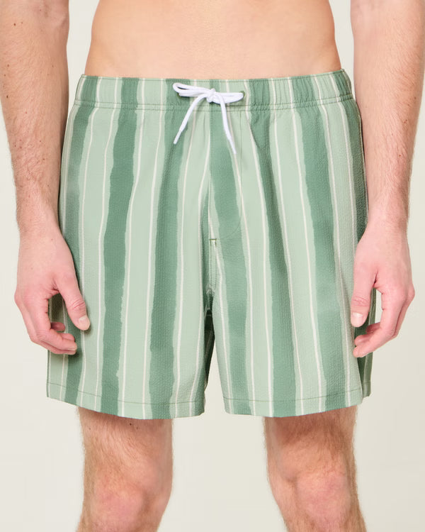 Hollister - Mid-Thigh Seersucker Swim Trunks