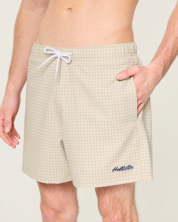 Hollister - Mid-Thigh Seersucker Volley Swim Trunks