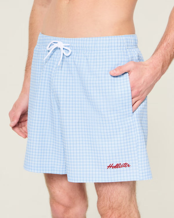 Hollister - Mid-Thigh Seersucker Swim Trunks