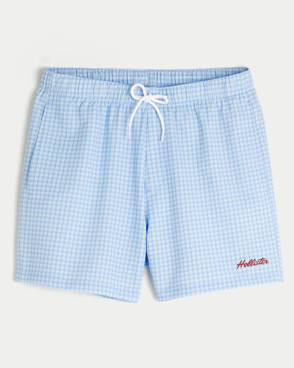 Hollister - Mid-Thigh Seersucker Swim Trunks