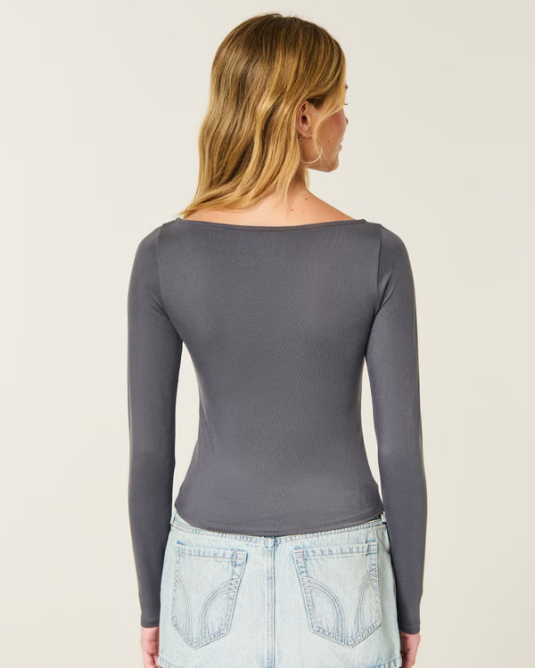 Hollister - Soft Stretch Seamless Fabric Slash-Neck Top