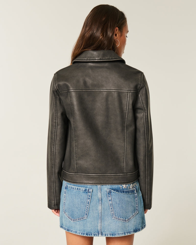 Hollister - Vegan Leather Zip-Up Jacket