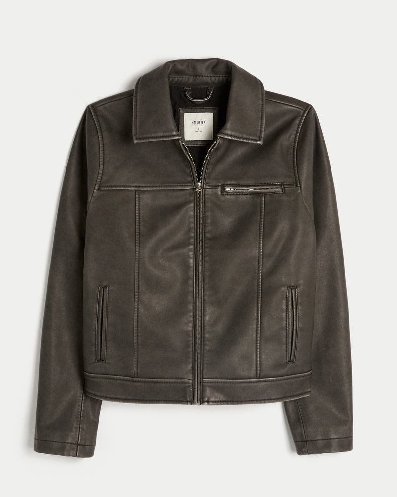 Hollister - Vegan Leather Zip-Up Jacket