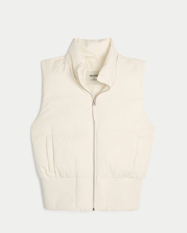 Hollister - Faux Fur Trim Hooded Y2K Vest