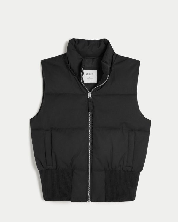 Hollister - Faux Fur Trim Hooded Y2K Vest