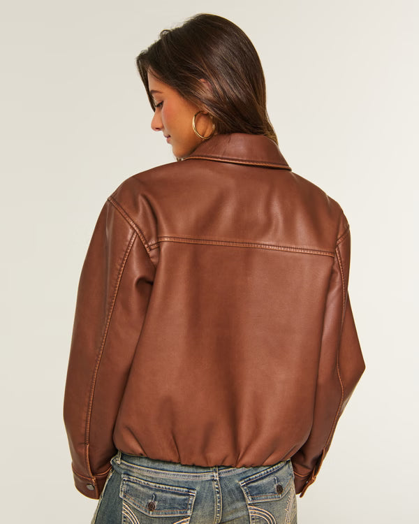 Hollister - Faux Leather Bubble Bomber Jacket