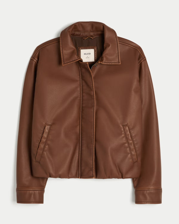 Hollister - Faux Leather Bubble Bomber Jacket
