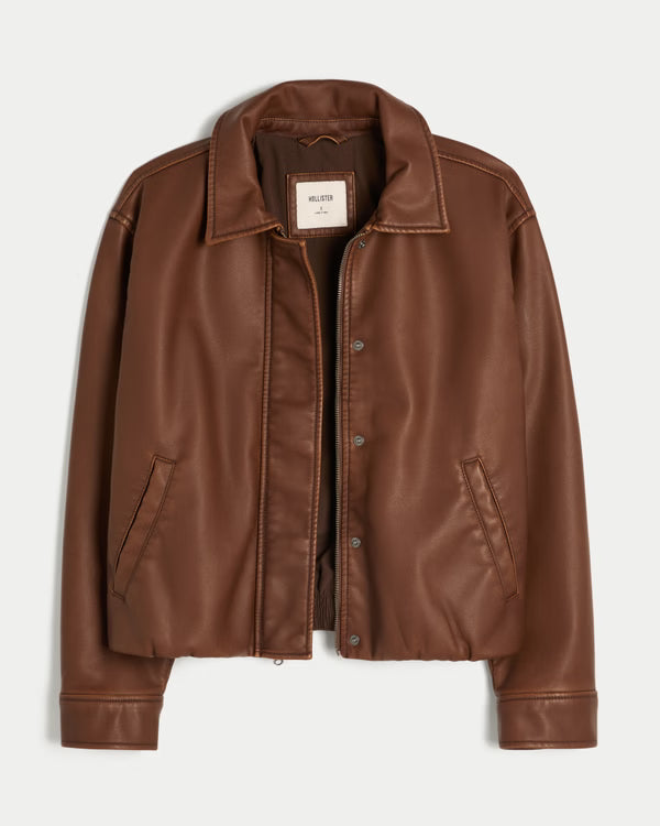 Hollister - Faux Leather Bubble Bomber Jacket