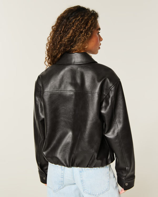 Hollister - Faux Leather Bubble Bomber Jacket
