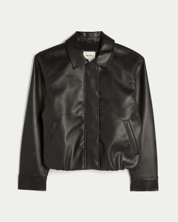 Hollister - Faux Leather Bubble Bomber Jacket