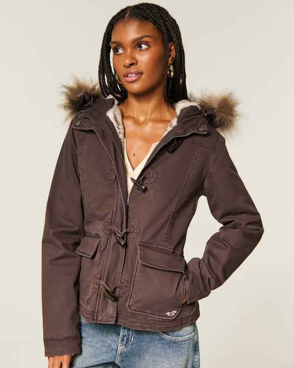 Hollister - Faux Fur-Lined Toggle Jacket