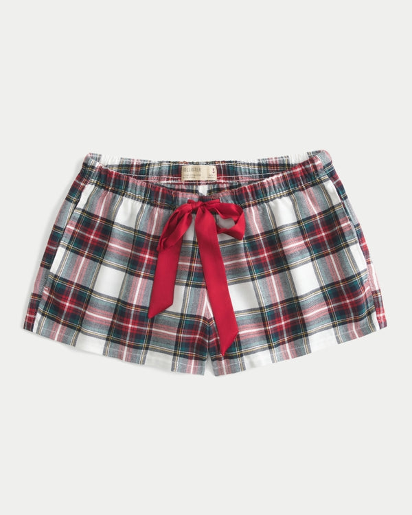 Hollister - Holiday Vault Release Satin Tie Flannel Mini Shorts