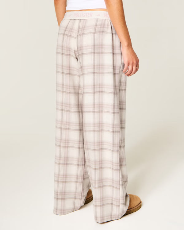 Hollister - Low-Rise Logo Waist Flannel Pants