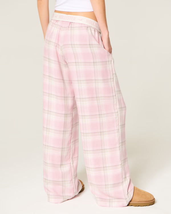 Hollister - Low-Rise Logo Waist Flannel Pants