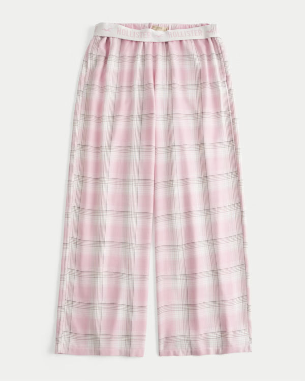 Hollister - Low-Rise Logo Waist Flannel Pants