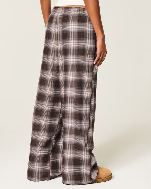 Hollister - Low-Rise Logo Waist Flannel Pants