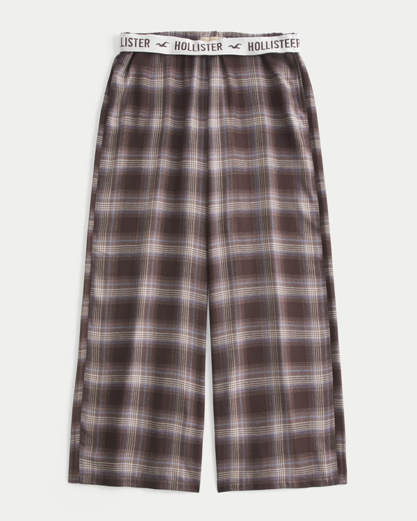 Hollister - Low-Rise Logo Waist Flannel Pants