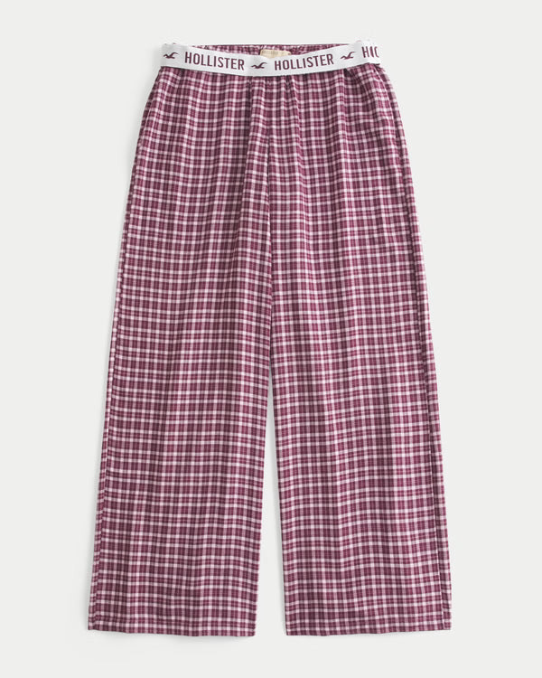 Hollister - Low-Rise Logo Waist Flannel Pants