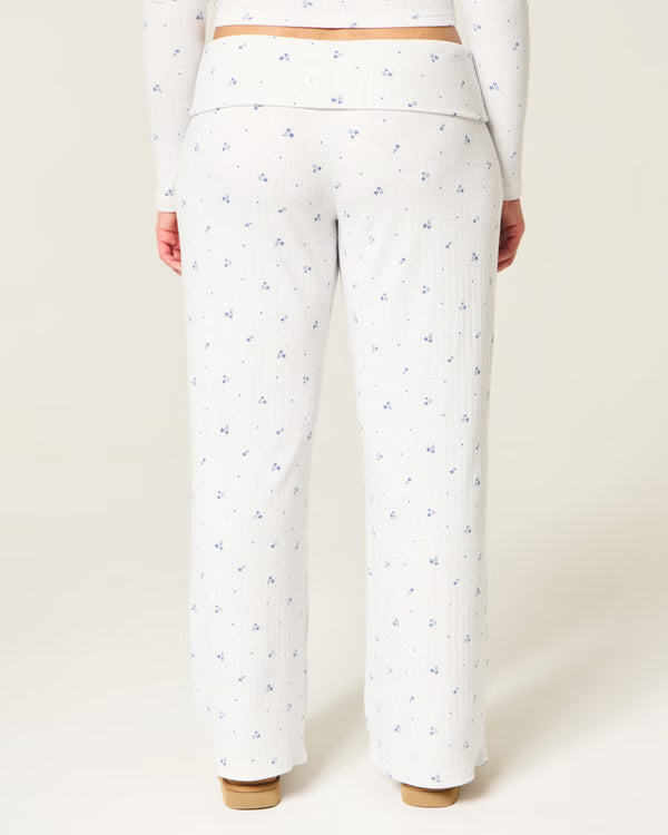 Hollister - Ultimate Cosy Pointelle Foldover Waist Wide Leg Trousers