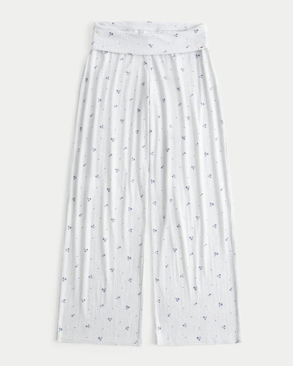 Hollister - Ultimate Cosy Pointelle Foldover Waist Wide Leg Trousers