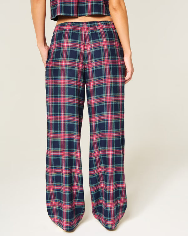 Hollister - Satin Tie Flannel Wide-Leg Pants