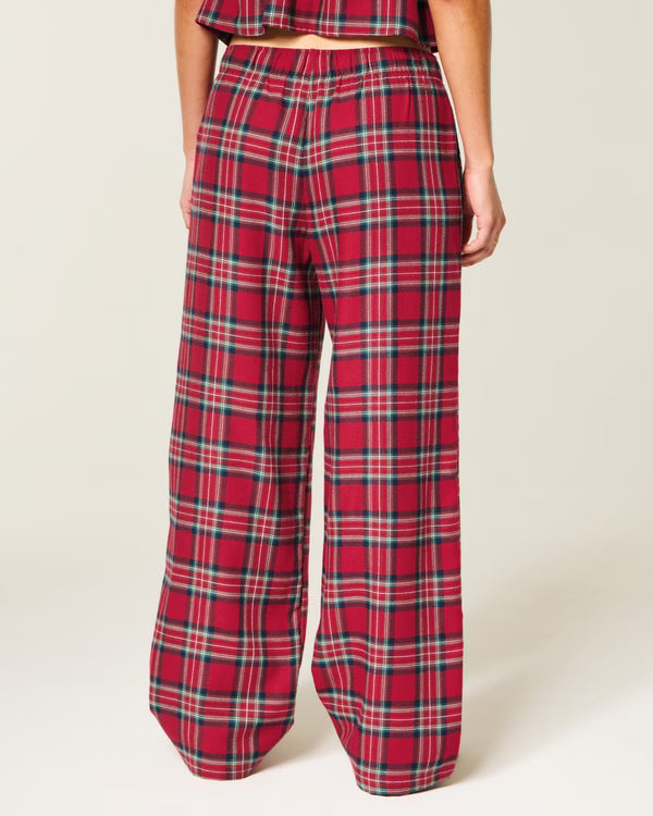Hollister - Satin Tie Flannel Wide-Leg Pants