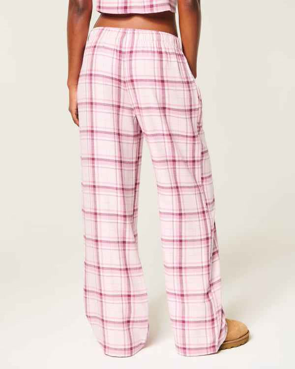 Hollister - Satin Tie Flannel Wide-Leg Pants