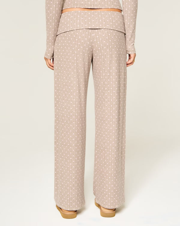 Hollister - Ultimate Cosy Pointelle Foldover Waist Wide Leg Trousers