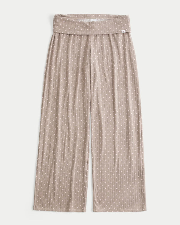 Hollister - Ultimate Cosy Pointelle Foldover Waist Wide Leg Trousers
