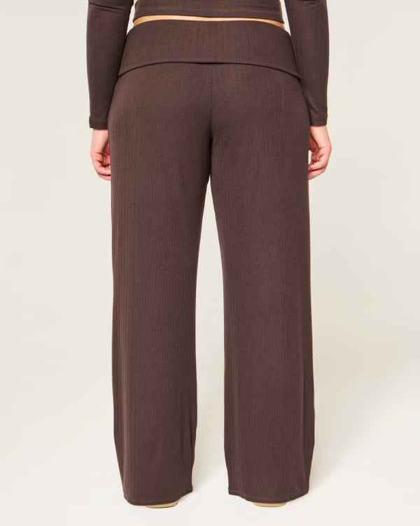 Hollister - Ultimate Cosy Pointelle Foldover Waist Wide Leg Trousers
