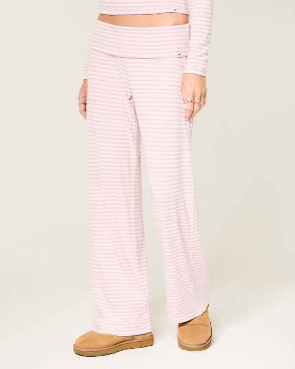 Hollister - Ultimate Cosy Pointelle Foldover Waist Wide Leg Trousers