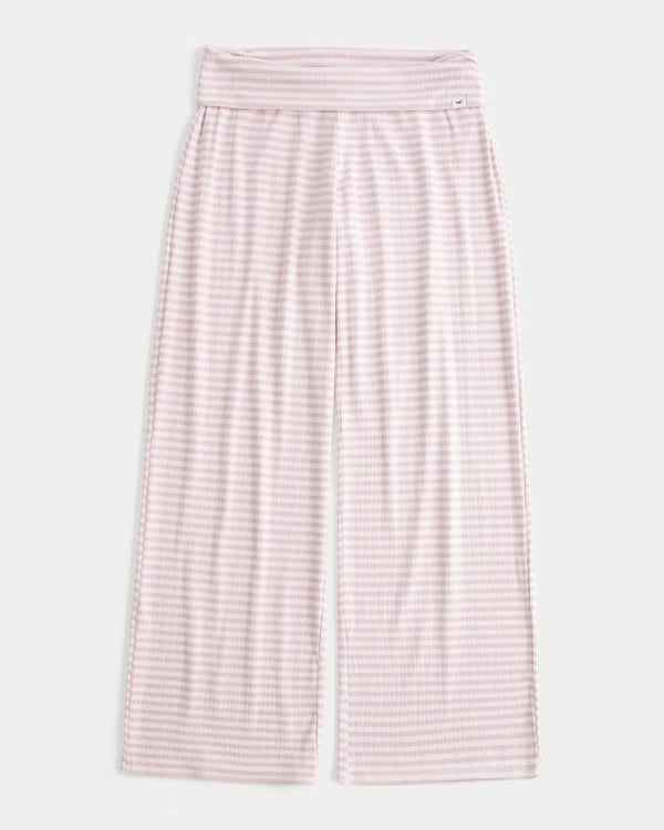 Hollister - Ultimate Cosy Pointelle Foldover Waist Wide Leg Trousers